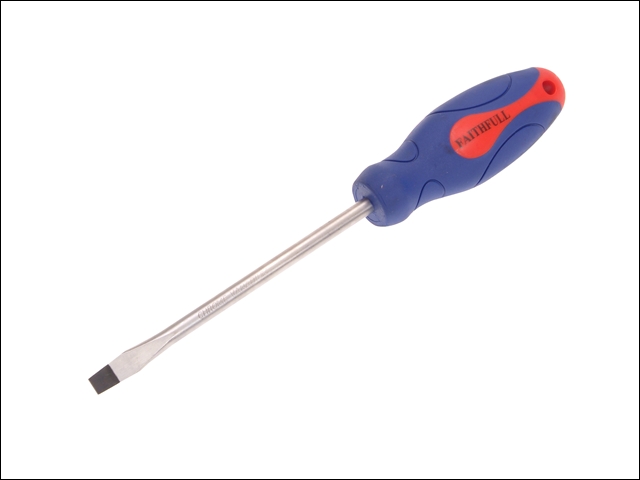 Faithfull Soft Grip Screwdriver Slotted Flared Tip 8mm x 150mm