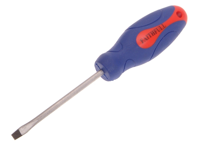 Faithfull Soft Grip Screwdriver Slotted Flared Tip 4mm x 75mm