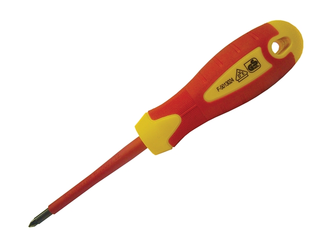 Faithfull VDE Screwdriver Soft Grip Pozi Tip PZ1 x 80mm