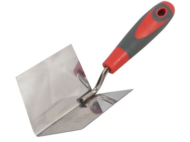 Faithfull Internal Corner Trowel Stainless Steel Soft Grip Handle 4 x 3 x 3in