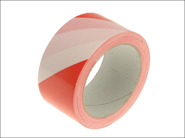 Faithfull Hazard Warning Safety Tape 50mm x 33m Red & White