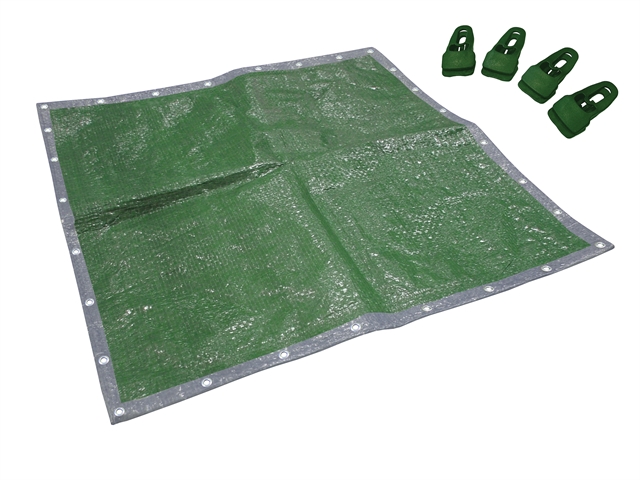 Faithfull Tarpaulin Green / Silver 5.4 x 3.6m (18 x 12ft) + Free Tarp Clips