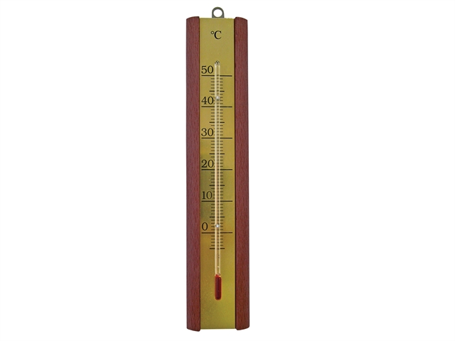 Faithfull Thermometer Wall Mahogany Brass 200mm