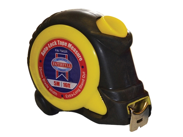 Faithfull Auto-Lock Tape Measure 5m/16ft (Width 25mm)