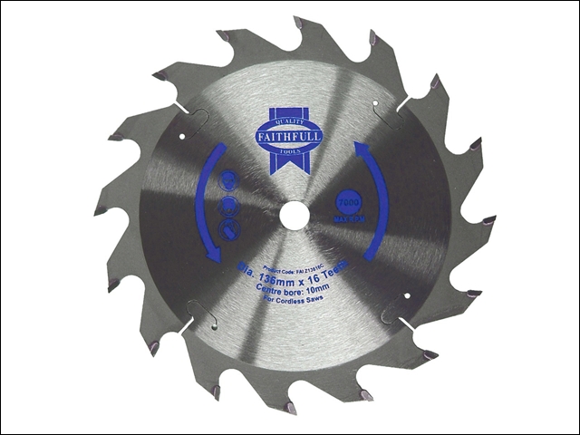 Faithfull Trim Saw Blade 136 x 10mm x 16T Fast Rip