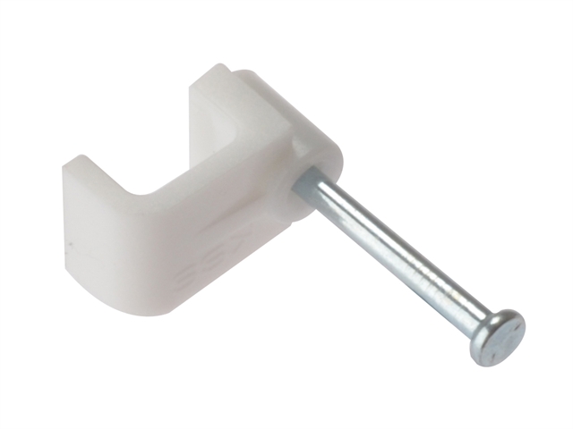 Forgefix Cable Clip Flat White 1.00mm Box 100