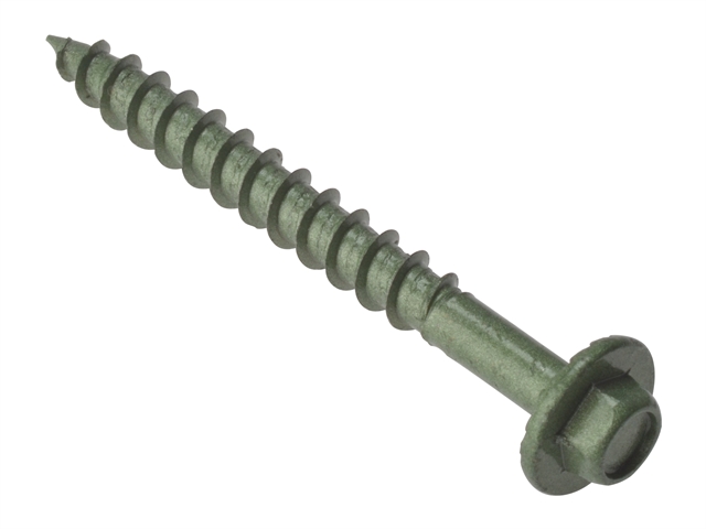 Forgefix Timber Fix Screw Hex Flange Head Green Anti-Corrosion 65mm Pack 10