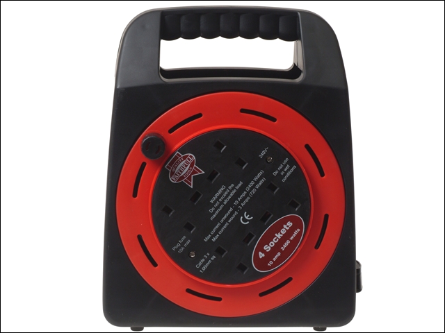 Faithfull Power Plus Easy Reel Cable Reel 20 Metre 10 Amp With 4 Socket 240 Volt 240V