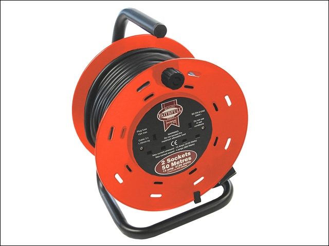 Faithfull Power Plus Cable Reel 50 Metre 13 Amp 230 Volt 230V