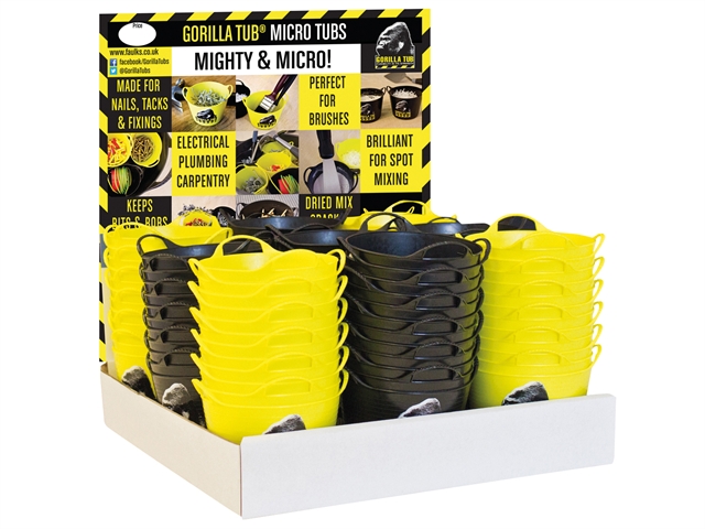 Gorilla Tubs Gorilla Yellow/Black Micro Tub Display 108 Piece