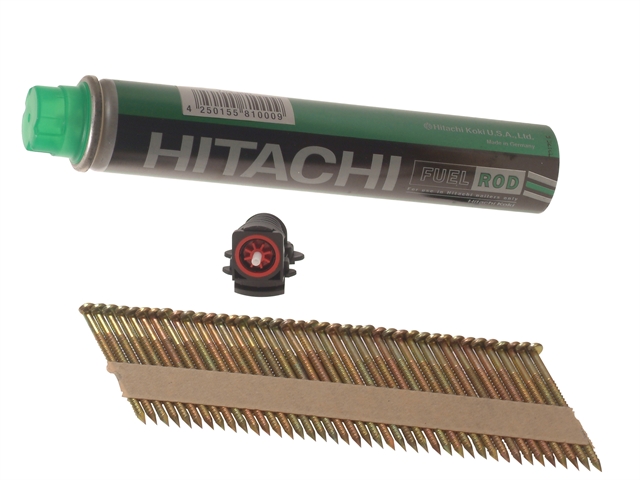 Hitachi 3.1 x 75mm Bright Ring Clipped Head Nail & Fuel (2200)