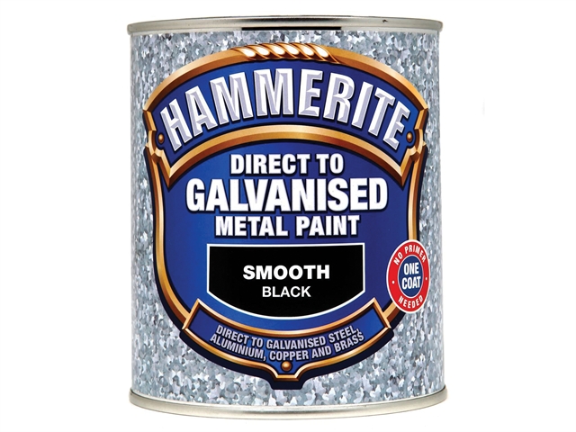 Hammerite Direct To Galvanised Metal Paint Black 750ml