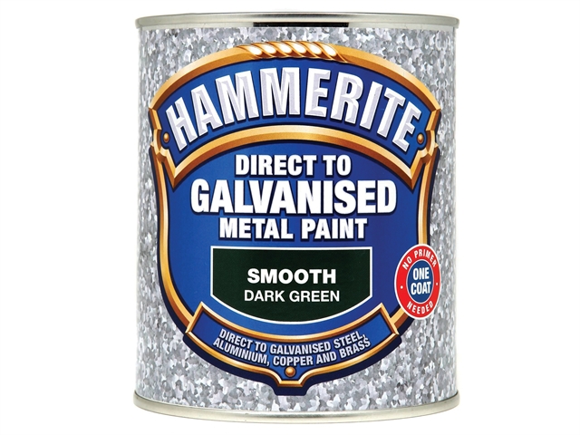 Hammerite Direct To Galvanised Metal Paint Dark Green 750ml