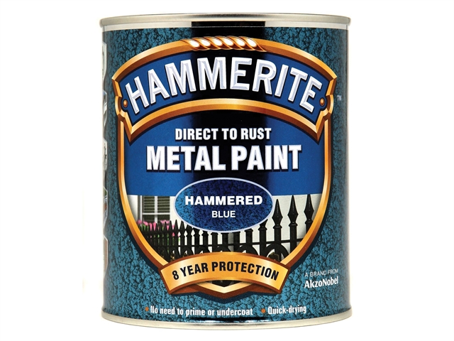 Hammerite Direct to Rust Hammered Finish Metal Paint Blue 750ml