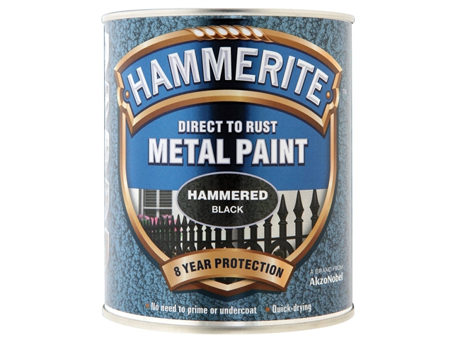 Hammerite Direct to Rust Hammered Finish Metal Paint Black 750ml