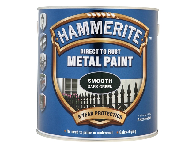 Hammerite Direct to Rust Smooth Finish Metal Paint Dark Green 2.5 Litre