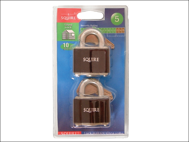 Henry Squire 35T Stronglock Card (2) Padlocks 38mm  Open Shackle Keyed