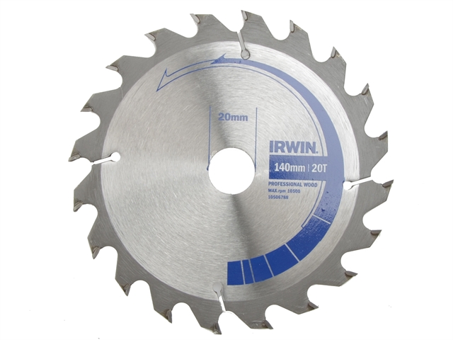 IRWIN Circular Saw Blade 140 x 20mm x 20T Professional Fast Rip