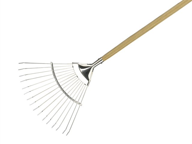 Kent and Stowe Long Handled Lawn and Leaf Rake Stainless Steel