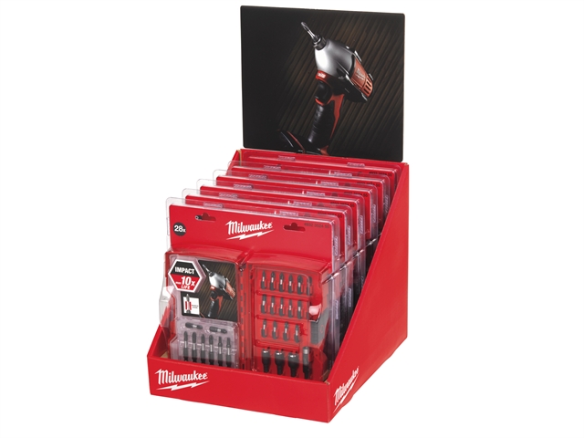 Milwaukee Shockwave Screwdriver Bit Set 28 Piece Counter Display of 6