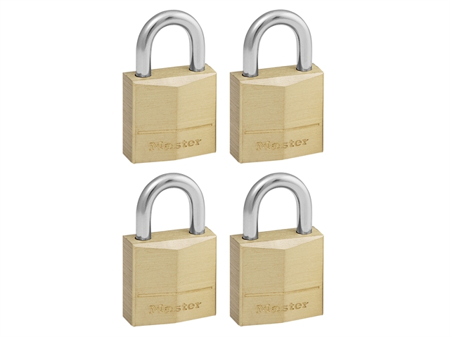 Master Lock Solid Brass 20mm Padlock 3 Pin - Keyed Alike x 4