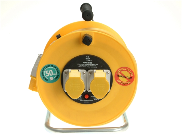 Masterplug Cable Reel 50 Metre 16A 110 Volt Thermal Cut-Out 110V