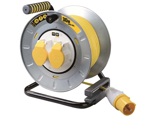 Masterplug PRO XT Metal Cable Reel 30 Metre 16A 110 Volt Thermal Cut-Out