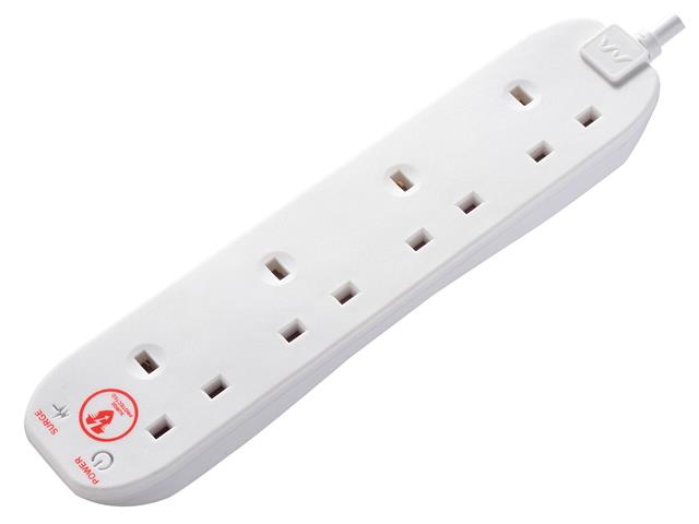 Masterplug Surge Protected Extension Lead 4-Gang 13A White 2m