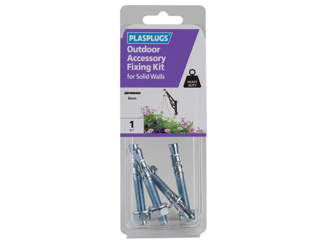 Plasplugs Outdoor Accessory Fixing Kit for Solid Walls