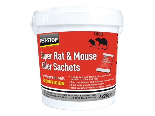 Pest-Stop Systems Super Rat & Mouse Killer Sachets (Tub of 6)