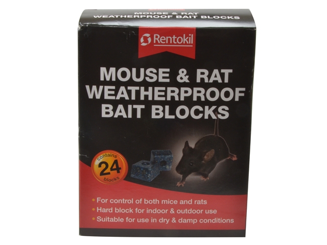 Rentokil Mouse & Rat Weatherproof Bait Blocks (Pack of 24)