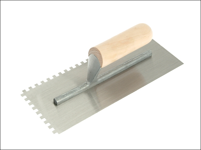 R.S.T. Notched Trowel 6mm Square Notches Wooden Handle 11in x 4.1/2in