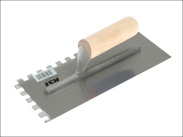 R.S.T. Notched Trowel Square 10 x 10mm Wooden Handle 11in x 4.1/2in