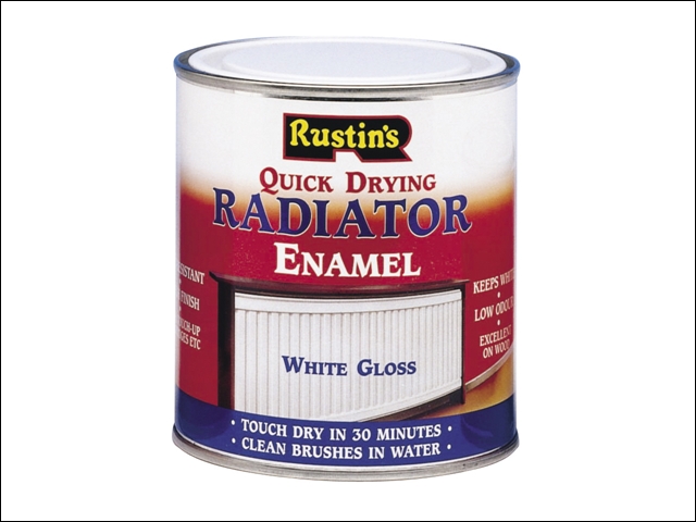 Rustins Quick Dry Radiator Enamel Paint Gloss White 250ml