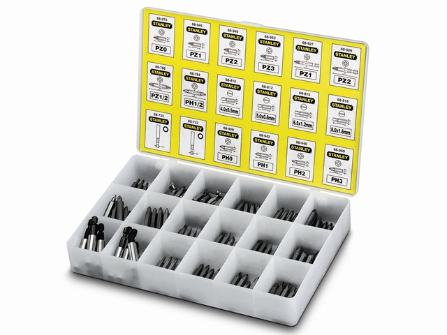 Stanley Tools Insert Bits Assorted Tray 200 Pozi / Phillips/ Slotted