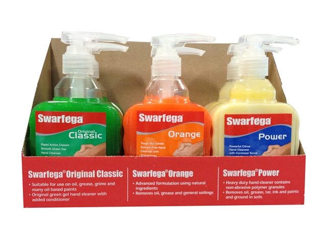 Swarfega 6 Assorted Hand Cleaner Pump Top Bottles 450ml