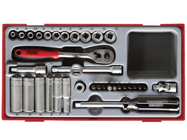 Teng TT1435 35 Piece Socket Set 4-13mm - 1/4in Drive