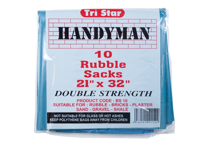 Tristar Heavy-Duty Blue Rubble Sacks (10) 20 x 31in