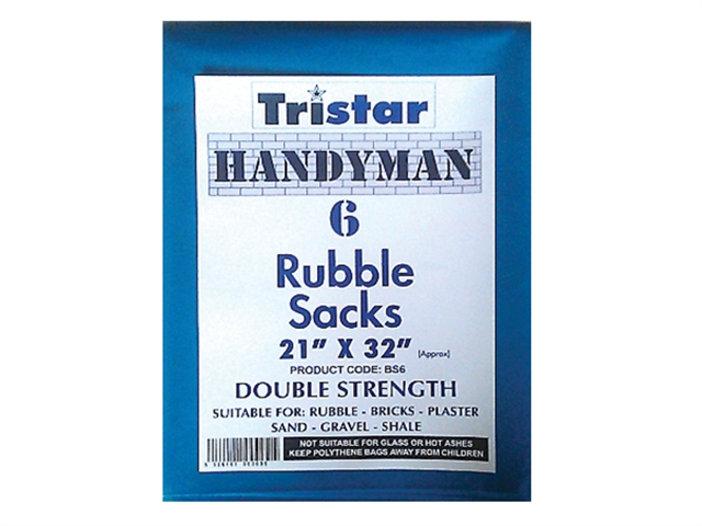 Tristar Heavy-Duty Blue Rubble Sacks (6) 21 x 32in
