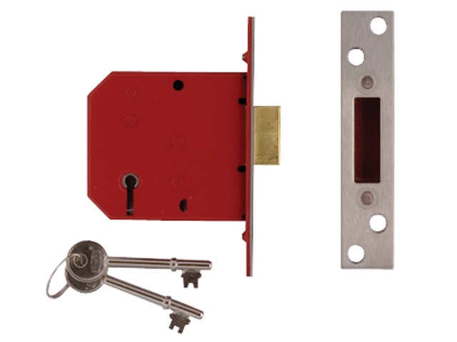 UNION 2101 5 Lever Mortice Deadlock Satin Brass Finish 77.5mm 3in Box