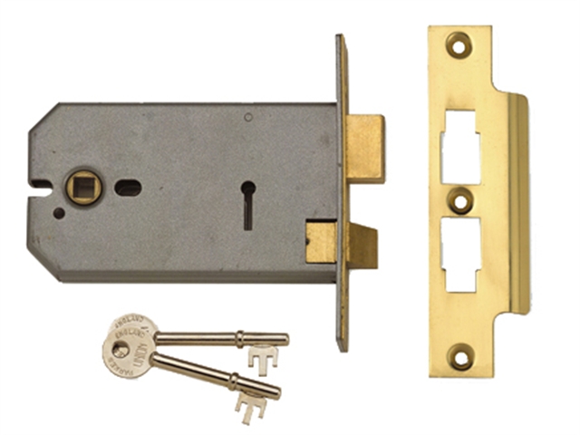 UNION 2077-6 3 Lever Horizontal Mortice Lock 149mm Polished Brass