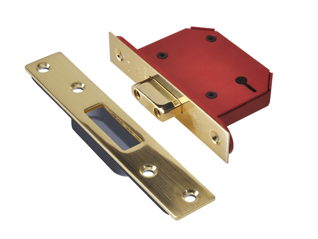UNION StrongBOLT 2103S Polished Brass 3 Lever Mortice Deadlock 68mm 2.5in Visi
