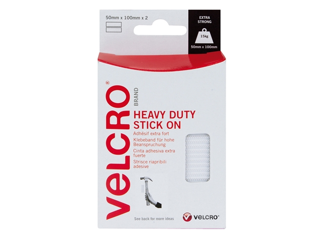 VELCRO® Brand Heavy-Duty VELCRO® Brand Stick On Strips (2) 50 x100mm White