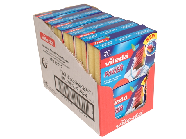 Vileda Non Scratch Power Scourers Pack 2 (Box 12)