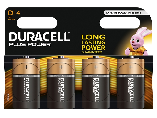 XMS Duracell D Batteries Pack of 4