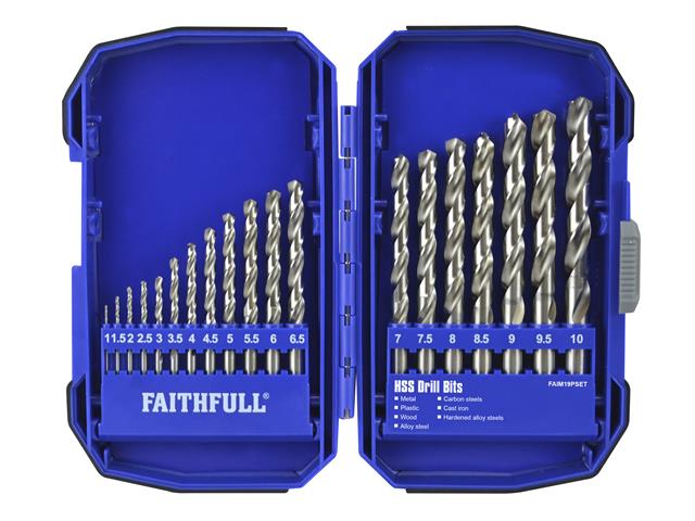 XMS Faithfull HSS Drill Set, 19 Piece