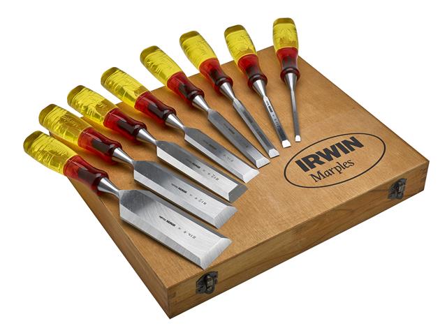 XMS IRWIN Marples M373 Bevel Edge Splitproof Chisel Set in Box, 8 Piece