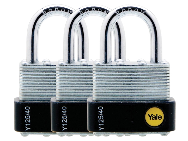 Yale Locks Y125 40mm Laminated Steel Padlock (3 Pack)