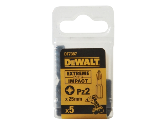 DEWALT DT7387 Impact Screwdriver Bit PZ2 25mm Pack of 5 2