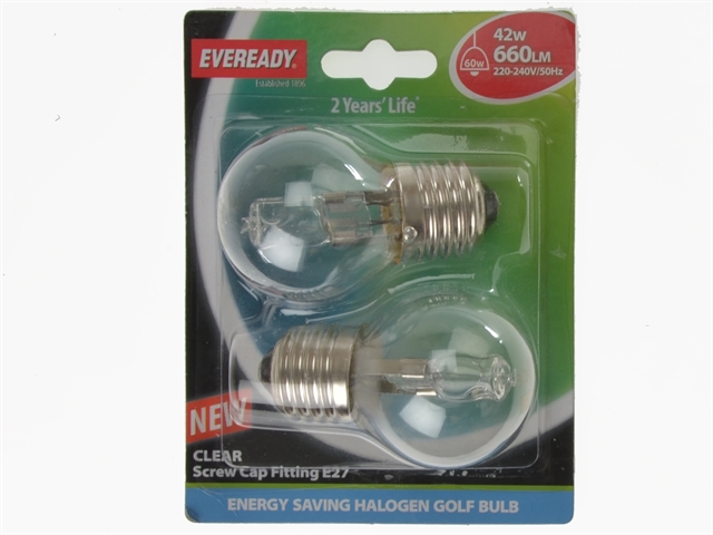 Eveready Lighting G45 ECO Halogen Bulb 42 Watt (54 Watt) ES/E27 Edison Screw Card 2 2